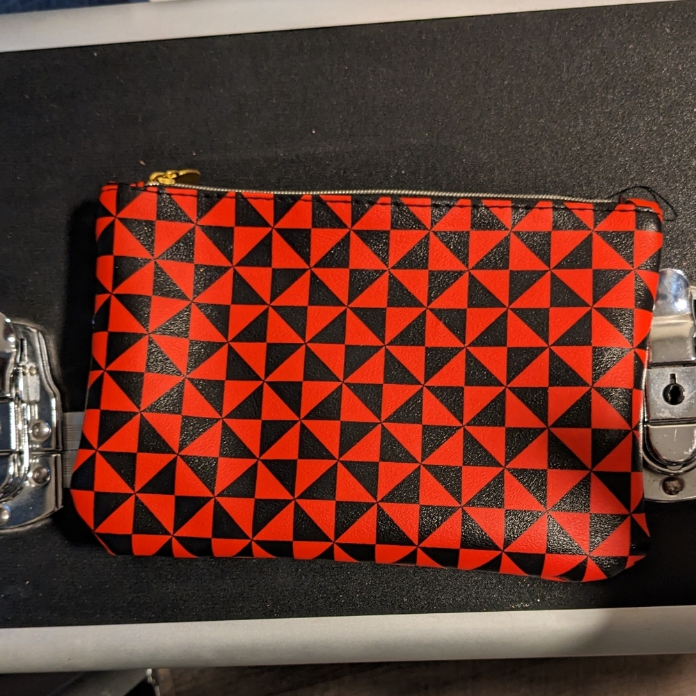 Red and black makeup bag